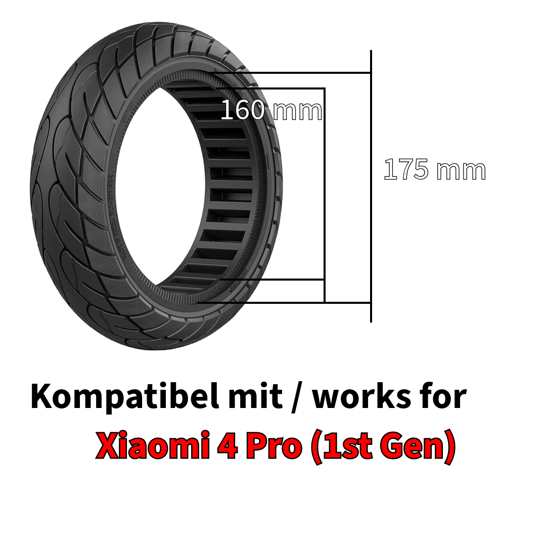 Xiaomi 4 Pro (1st Gen) Vollgummireifen 60/70-7 Schwarz Aftermarket Ersatz – Bild 5