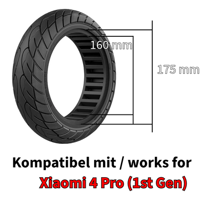 Xiaomi 4 Pro (1st Gen) Vollgummireifen 60/70-7 Schwarz Aftermarket Ersatz – Bild 5