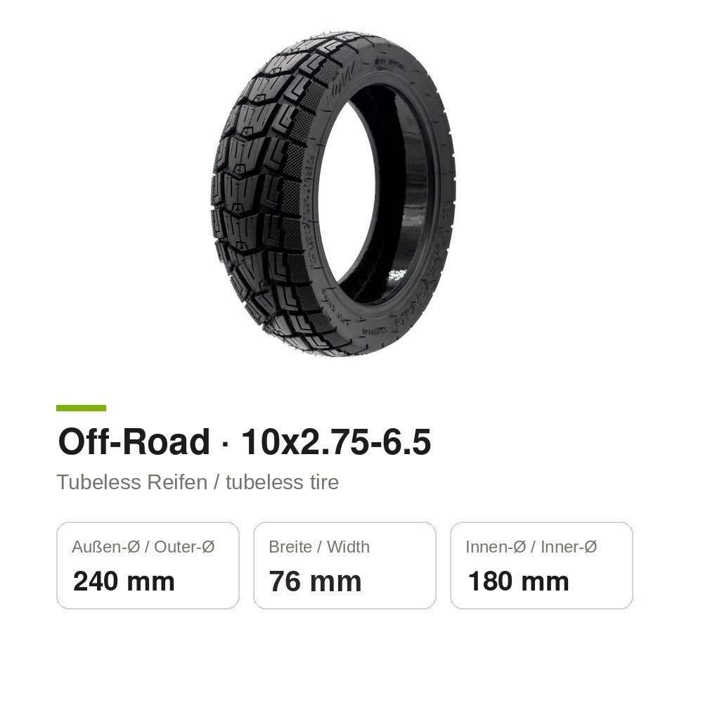 Off-Road Reifen 10x2.75-6.5 Tubeless mit Gel + Ventil für Kukirin G2 – Bild 5