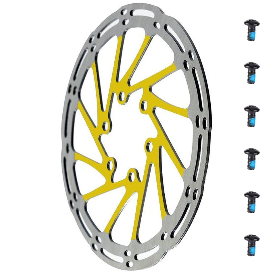 Disco de travão 140mm 6 furos amarelo com parafusos para Xiaomi 6 Ultra