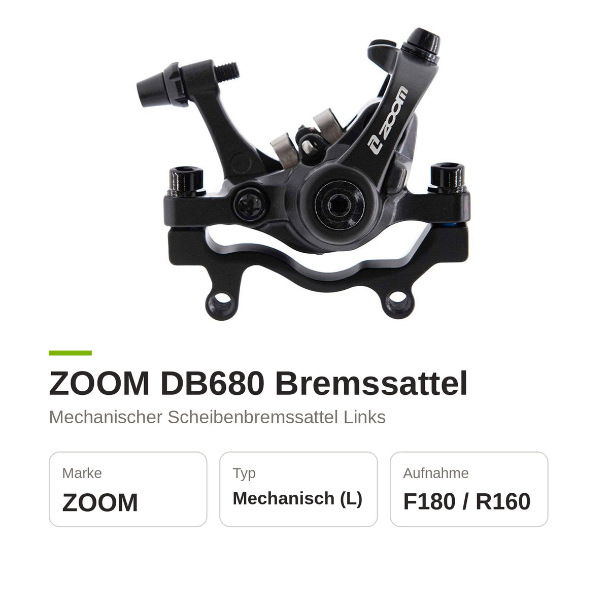 Bremssattel Zoom DB680 mechanisch links in Schwarz für E-Scooter – Bild 3