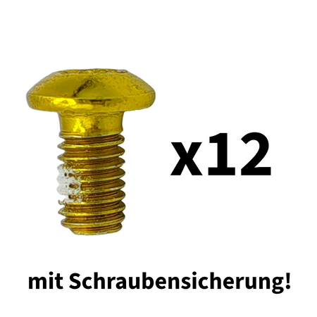 Torx Schrauben gold eloxiert mit Schraubensicherung für Bremsscheibe 12 Stück Aftermarket