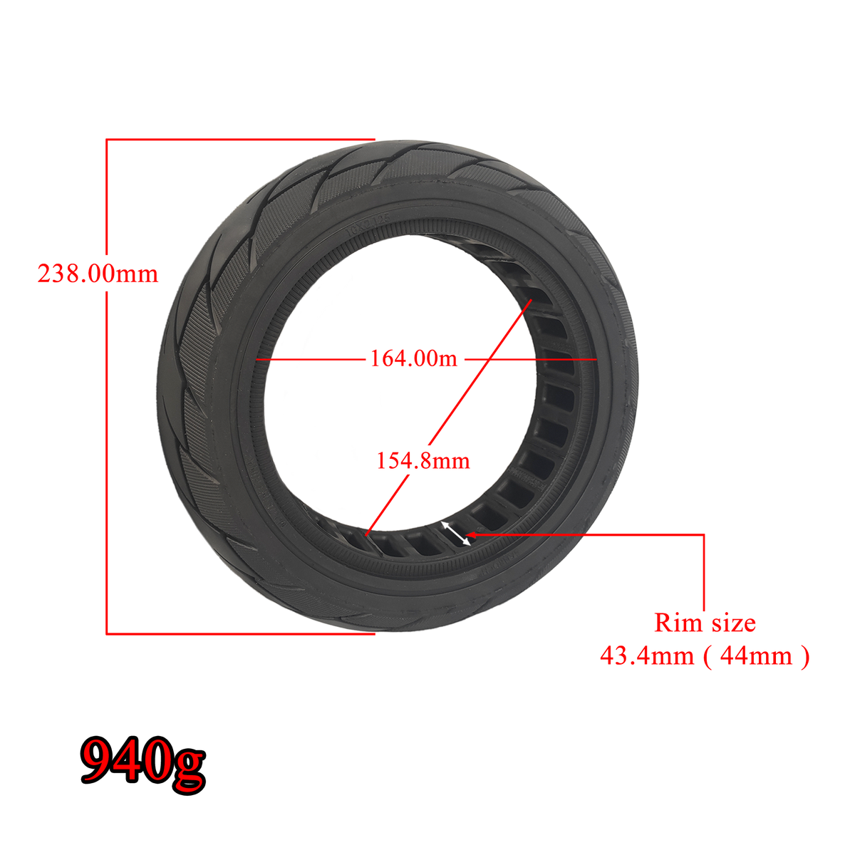 Ninebot Segway F65 Vollgummi Reifen 10x2.125 Zoll (44mm) Schwarz Soft – Bild 3