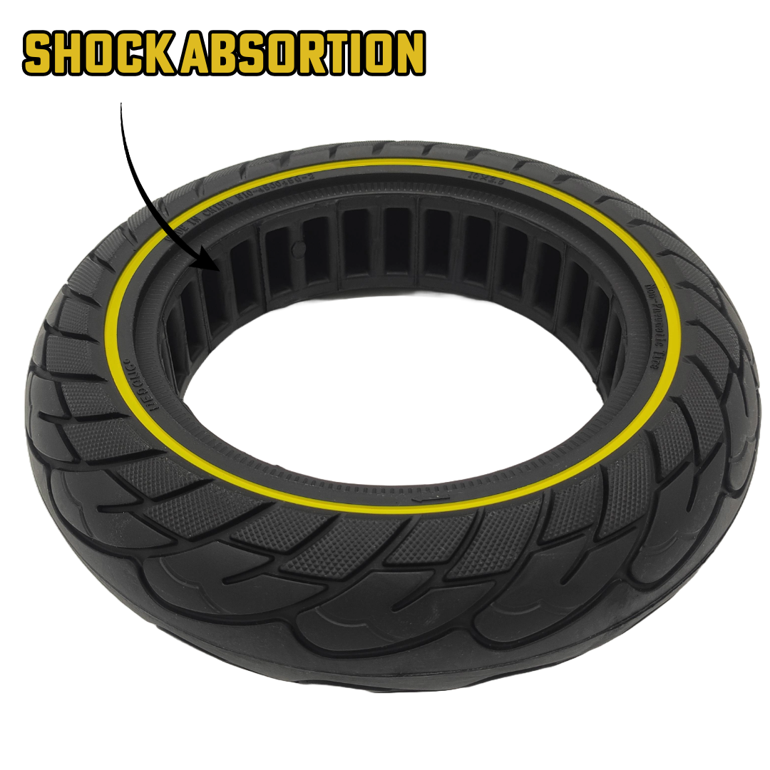 Neumático Ninebot Max G30 goma maciza 10x2,5-6,5 negro amarillo