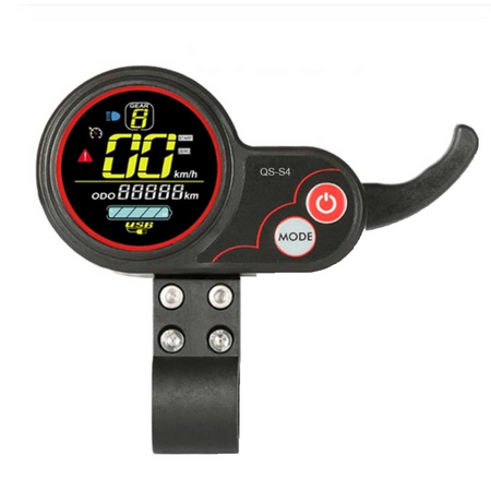 e bike display 6 polig QS-S4 Display 36/48V 6-polig mit Dauemngashebel neue Versoin – escootervision