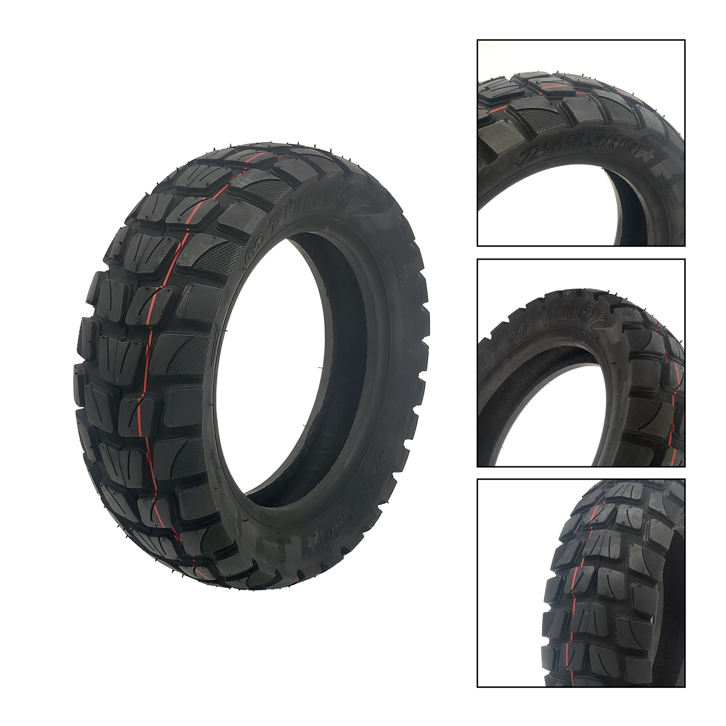 255x80 tire offroad with tube set 10x2.125 90° valve set