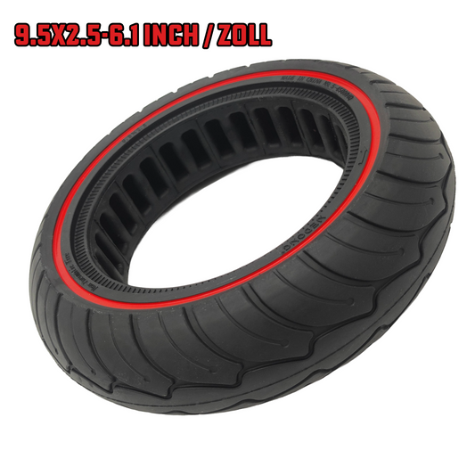 Neumático de caucho macizo de 9,5x2,5-6,1 pulgadas, negro y rojo